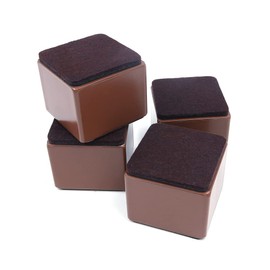 Alnicov 4pcs 2" Lift Furniture Risers Carbon Steel Bed Risers,2.36" Self-Adhesive Heavy Duty Furniture Raisers Adds 2" Height to Beds Sofas Cabinets Supports 1,000 lbs(Square Brown)
