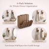 TYNUOCN 6 Pack Walnut Adhesive Wall Hooks, Decorative Wooden J