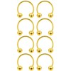 8pc 1mm 18g Gold Surgical Stainless Steel Horseshoe Bar Hoop
