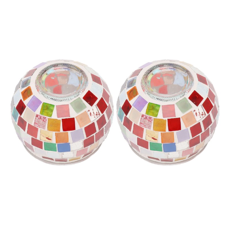 2PCS Mosaic Glass Tea Light Holder Romantic Deocrative Scented Candle