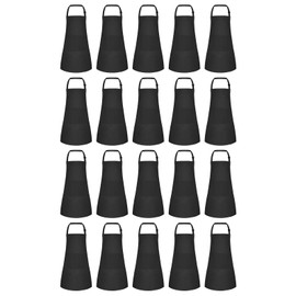 BOUBONI 20 Pcs Kids Apron with 2 Pockets Adjustable Kids Chef Apron Bulk for Cooking Baking Painting Crafting (Black)