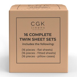 Bulk Case Pack of 16 Sheet Sets - (16) Complete Sheet Sets - Bulk Pack of Twin Sheet Sets - Bulk Sheet Sets Twin Size - Wholesale Bulk Sheets for Hotels And Airbnbs - Exceptional Value - Twin, White