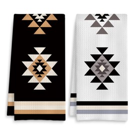 Fuasei Western Aztec Kitchen Towels Set of 2, Vintage Boho Western Hand Towels for Bathroom, Rustic Country Western Dish Towels Tea Towels for Kitchen, Western Bathroom Kitchen Decor, 16x24 Inch(B)