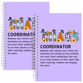 2Pcs Chaos Coordinator Gifts Chaos Coordinator Hardcover Spiral Notebook,Administrative Professional Day Gift Notebook for Work, Thank You Gifts for Boss Coworker Teacher Nurse (2Pcs Chaos Purple)