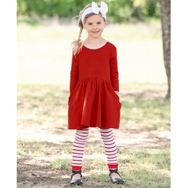 RuffleButts Girls Footless Ruffle Tights - White/Red Stripe - 6-8