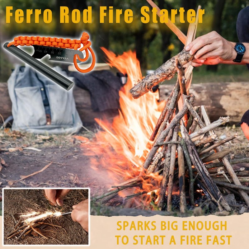 VVAAGG 4 Inch Large Ferro Rod Fire Starter, Survival Flint