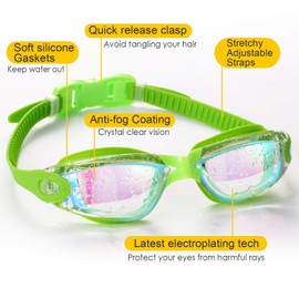 Rngeo Swim Goggles, 2 Pack Swimming Goggles for Adult Men Women Youth Kids Child