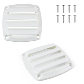 Marine Boat Vent 3 inch,Louvered Flush Plastic Thru Vent,Nylon Louvered Vents,White Boat Marine Hull Grill Cover Replacement Part for Boats RVs,Include Screws(2 Pack)