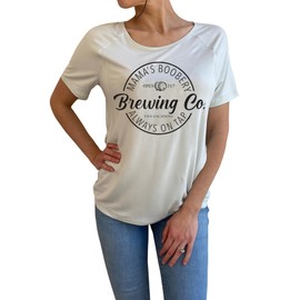 Women Maternity Shirt Comfort Colors Breastfeeding Nursing Friendly Zip Tshirt Causal Mama's Boobery Always On Tap Tops Blouse(XL,White)