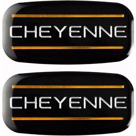 Pair Set 88-07 Cheyenne Cab Emblems Car Badge Logo Roof Pillar Nameplate Sticker (Chrome Golden)
