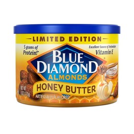 Blue Diamond Almonds, Snack Nut Flavored Honey Butter perfect for on-the-go and snacking, 6 Ounce Can