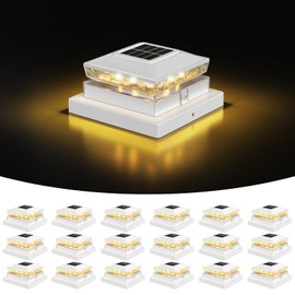 Flyingod Solar Post Light, 18 Pack Fence Post Caps Light for 4x4 5x5 in Square Wood/Vinyl Column, Outdoor Solar LED Light with Warm Lighting Decorate Garden Patio Porch