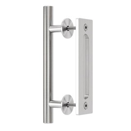 QINAIXQM 24 cm Sliding Door Handle, Double-Sided Barn Door Handle, Embedded, Invisible Stainless Steel