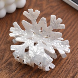 Snowflake Shape Hair Claws Non Slip Shinng White Hair Clips for Women Girls Medium Thick Hair Accessories, 3.3"