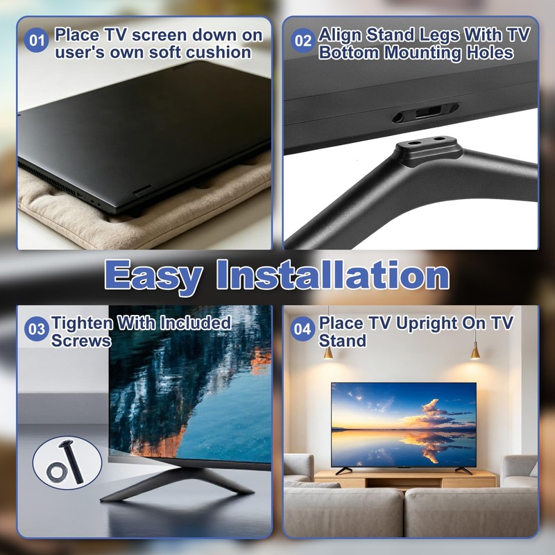 1 Pair TV Legs compatible with Hisense 39"–55" TV,with Full
