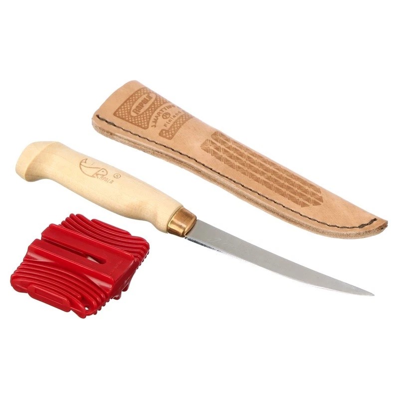 Unbranded Fillet Knife W/ Leather Sheath Sharpener Scandinavian Steel Ergonomic