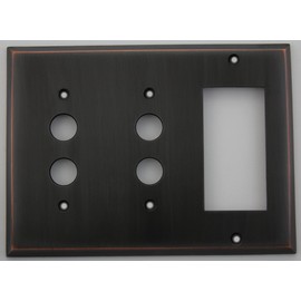 Oil Rubbed Bronze 2 Push Button 1 GFI Rocker Opening Switch Plate