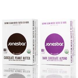 JONESBAR (Chocolate Lovers, 24 Bars (2 Boxes)) USDA Organic Fruit & Nut Bar, Non-GMO, Kosher, Vegan, Gluten Free, Simple Snack Bar