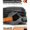 ALL-TOP Synthetic Winch Rope w/Hook & Isolator, 3/8in x 92ft,