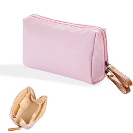 Cosmetic bag, make-up bag, women's small make-up bag, cosmetic bag, travel make-up bag with metal zip, make-up bag for travel (pink)