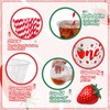Whaline 50Pcs Strawberry Disposable Plastic Cups with Lids and Straws