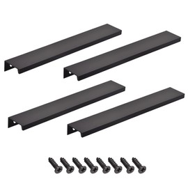 sourcing map Edge Pull Handle 300mm/11.8 Inch Aluminum Alloy Cabinet Drawer Pull Black 4 Pcs