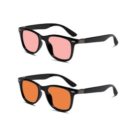 BRADDELL FL-41 Rose & FL-60 Wayfarer Blue Light Glasses for Migraine Light Sensitivity, Fluorescent LED Lighting & Computer Screen Glare