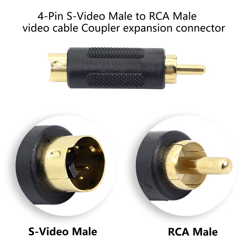 GELRHONR S-Video 4 Pin Mini DIN to RCA Adapter Gold