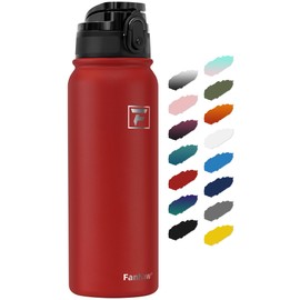 Fanhaw 20 Oz Insulated Stainless Steel Water Bottle with 1 Lid (Chug Lid) - For Kids, Women, Men | Leak & Sweat Proof with Anti-Dust Lid (Red)