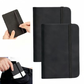 Small Notebook 2 Pack A7 Notebooks with 100 Pages Lined Premium Paper Measures 80mm x 110mm Elegant and Practical for Writing, Journaling and Drawing (Black)