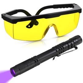 Tellegloww Air Conditioner Leak Detector Tool AC Leak Automotive Kit UV Light Oil Dye Detection with Protective Glasses for Dog/Cat Urine, Dry Stains, Bed Bug, Resin Curing(Pocket)