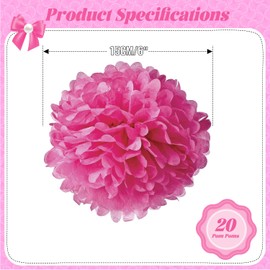 20pcs Tissue Paper Pom Poms - Rose Red - 6 Inch - Tissue Paper Pompoms for Engagement, Wedding, Birthday Party Deco