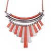 Lizzie Kay Classic Orange Coral Silver Dangling Bib Statement Necklace