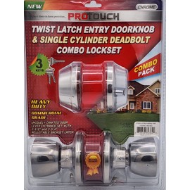 ProTouch Twist Latch Entry Doorknob& Single Cylinder Deadbolt Combo Lockset. Protouch