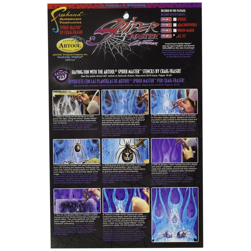 Iwata-Medea Artool Freehand Airbrush Templates, Spiderz Template Set