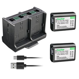 Kastar 2-Pack Battery and Quadruple Charger Compatible with Sony ILCE-6300, Alpha α6300, a6300, ILCE-6400, Alpha α6400, a6400, ILCE-6500, Alpha α6500, a6500, ILCE-7, Alpha 7, α7, a7, ILCE-7M2 Camera