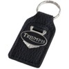 Triple-C Triumph Motorcycle Leather and Enamel Key Ring Key Fob