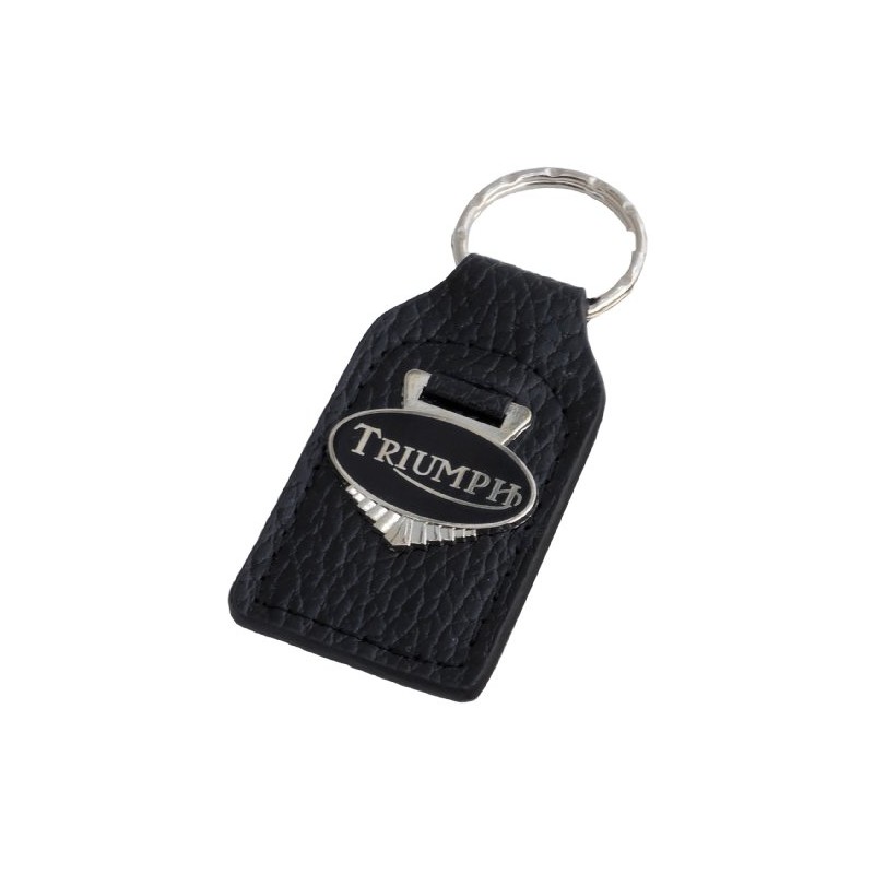 Triple-C Triumph Motorcycle Leather and Enamel Key Ring Key Fob