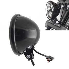 UTVIUNCT Lengthened Bolt 5.75 Inch Headlight Housing Universal Motorcycle 5 3/4" LED Headlight Bucket Shell Round Headlamp Light Bulb Bottom Mounting