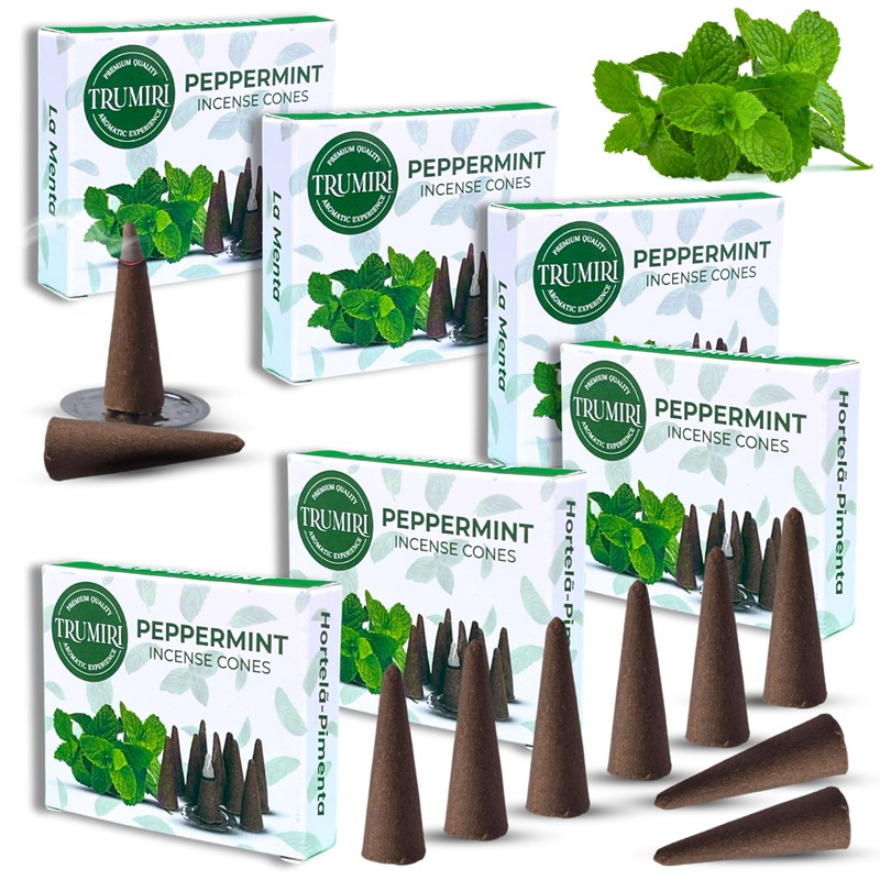 Peppermint Incense Cones - Total 60 Cone Incense - Six
