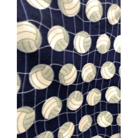 Volleyball Premium Anti Pill Sport Print Fleece Fabric/by The Yard (Navy)