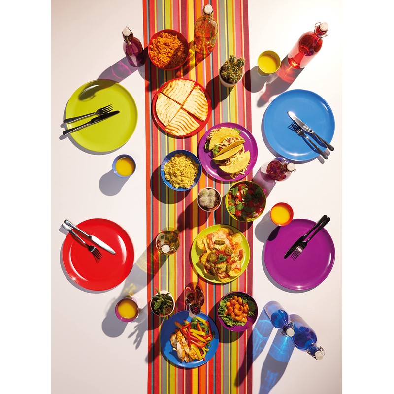 Colourworks CWMPLATE11ASSTPK4 Melamine Dinner Plates, 28 cm, Multi-Colour, Set of