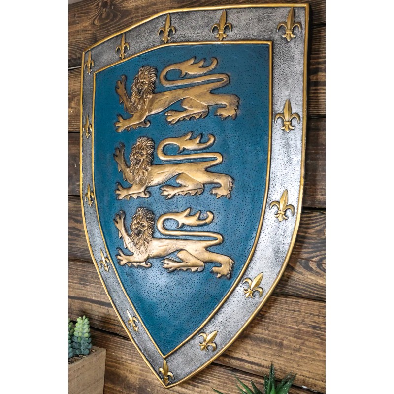 Large Medieval Knight Royal Arms Of England Three Lions Shield