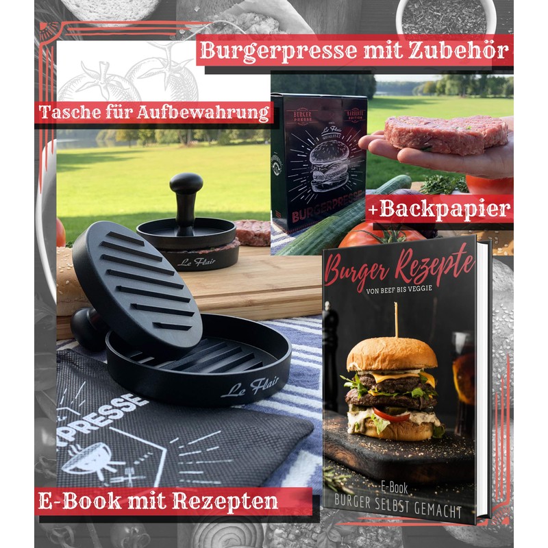 Le Flair® Aluminium Burger Press Made of High-quality Aluminium -