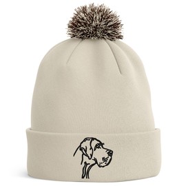 Great Dane Head Embroidered Bobble Hat Dog Owners Gifts Puppy Walking Warm Winter Beanie Hat Womens, One Size, Off White/Mocha