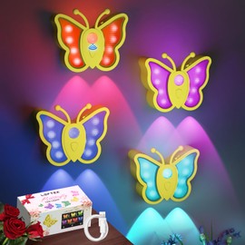 LOFTEK Motion Sensor Night Light, Rechargeable Night Light, Color Change & Dimmable, Portable & Wireless Stick-On Light for Wall, Stair, Bathroom, Hallway, Kid's Bedroom, Outdoor Camping, Yellow of 4