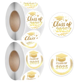 1000PCS Class of 2025 Graduation Stickers, Gold Foil Graduation Envelope Seals for Announcements Congrats Grad Invitation Gift Wrap