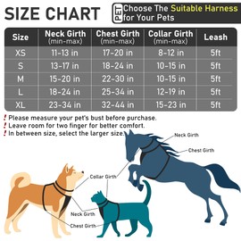GAMUDA Dog Harness Collar and Leash Set, Horse Care Sheets, No Chock No Pull Adjustable Vest Harnesses Plaid Reflective for Medium Dog, Cat, Small Horse, Small Bull and Pig (Black, S)