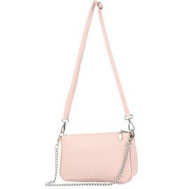 modamoda de T237 Leather Shoulder Bag Small Handmade in Italy, Pastel pink