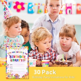 30 Birthday Invitation Cards,Party Invitation Cards,Uniquely Designed Birthday Cards for Children,Men, Women and Kids (Yellow)